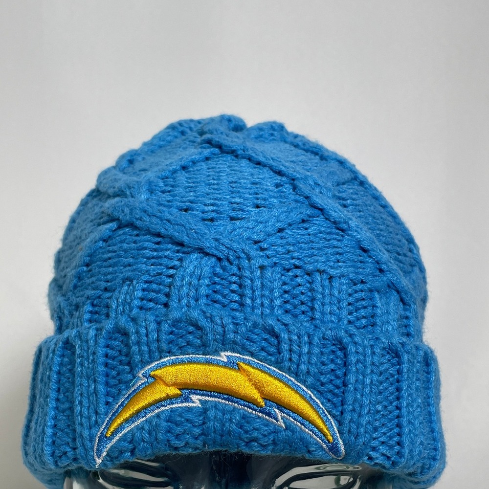 Los Angeles Chargers NFL New Era Blue Cable Knit Beanie Hat Women's One Size